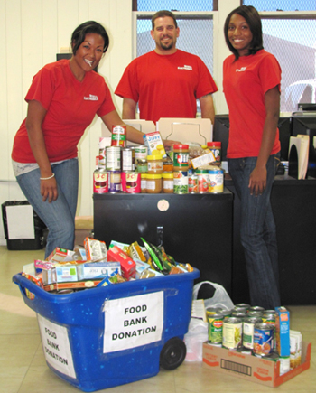 Resell Crew collecting food drive donations